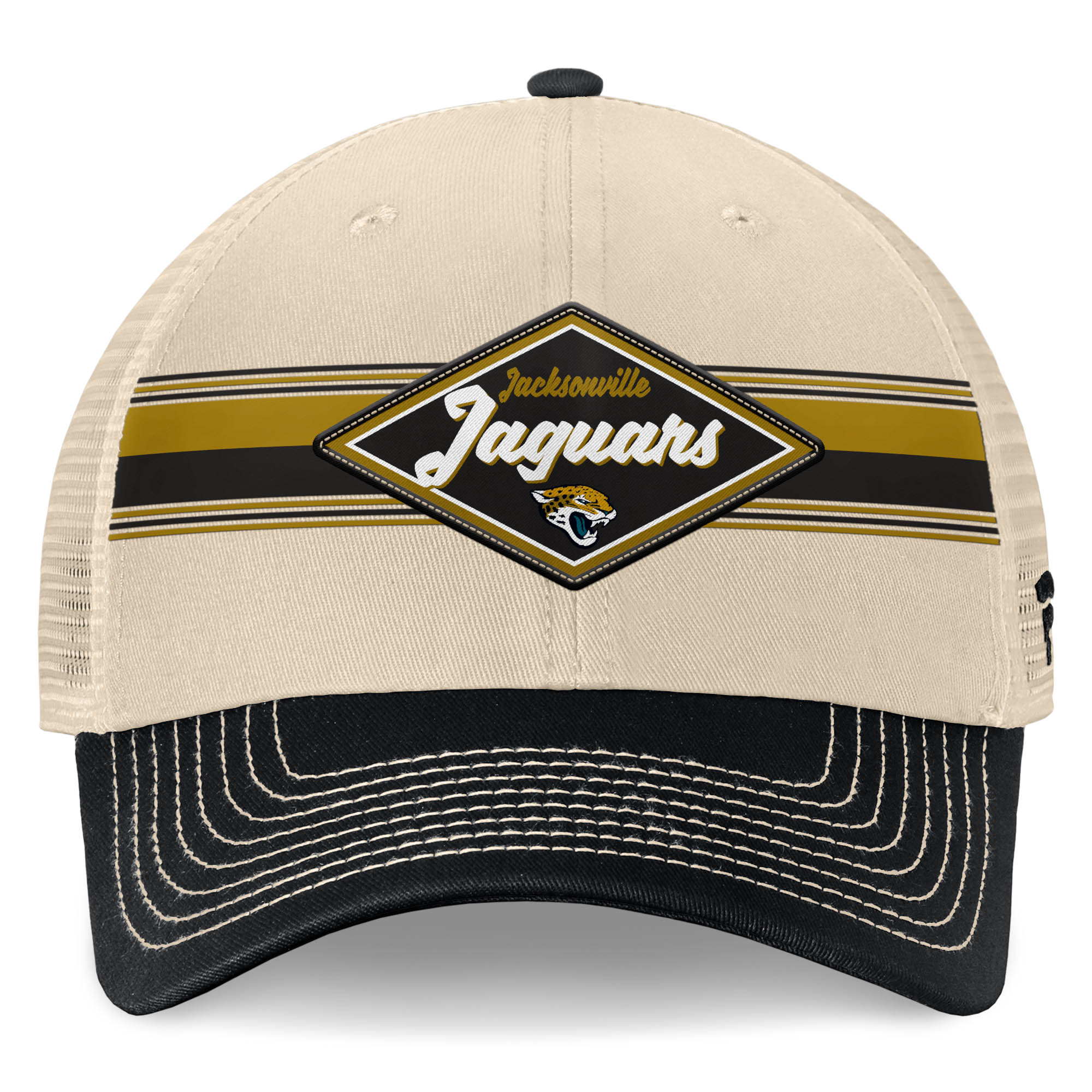 mens fanatics naturalblack jacksonville jaguars diamond stripe trucker adjustable hat Collection – Jacksonville Jaguars Jerseys, Hats & Fan Gear | Jaguars Shop