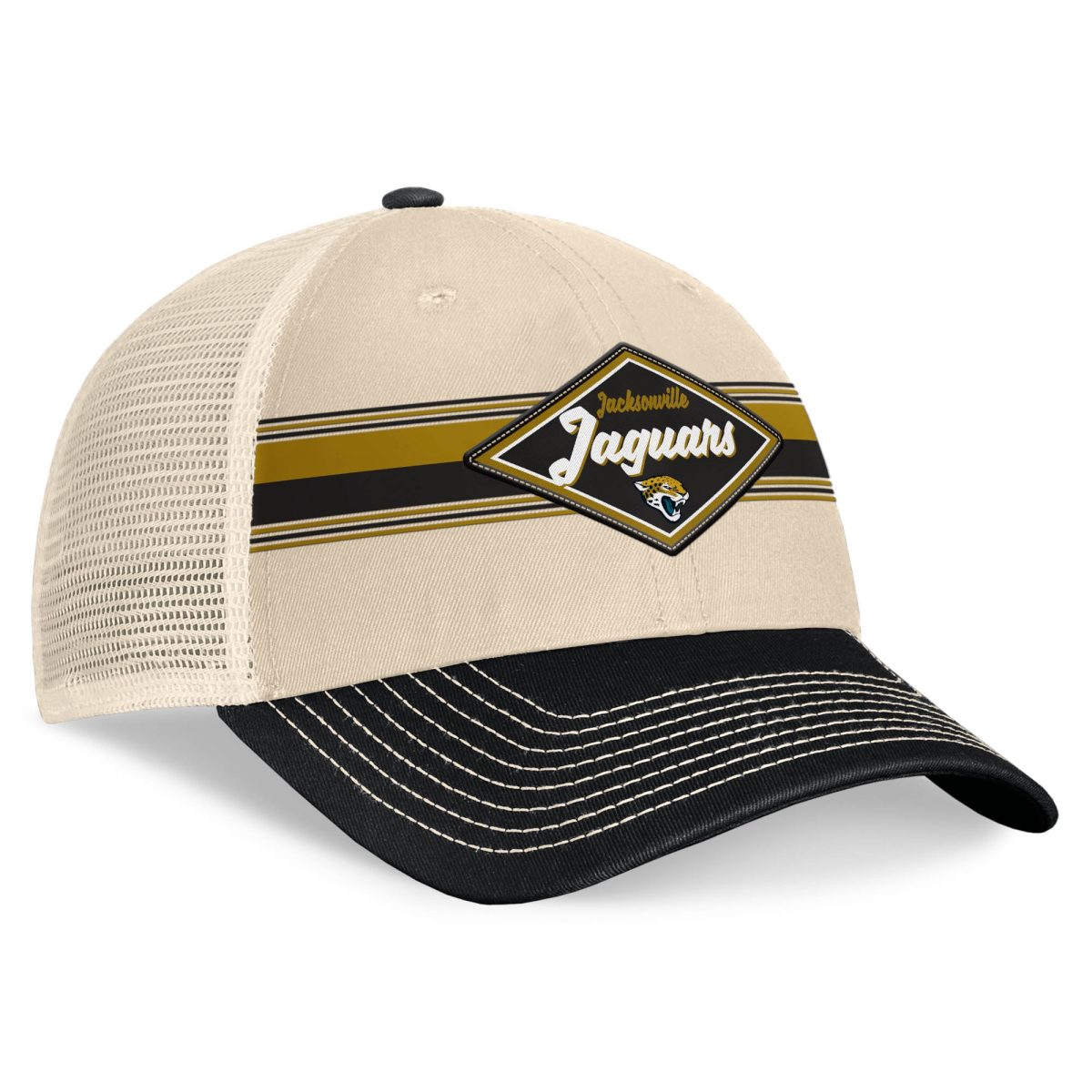 mens fanatics naturalblack jacksonville jaguars diamond stripe trucker adjustable hat Collection – Jacksonville Jaguars Jerseys, Hats & Fan Gear | Jaguars Shop