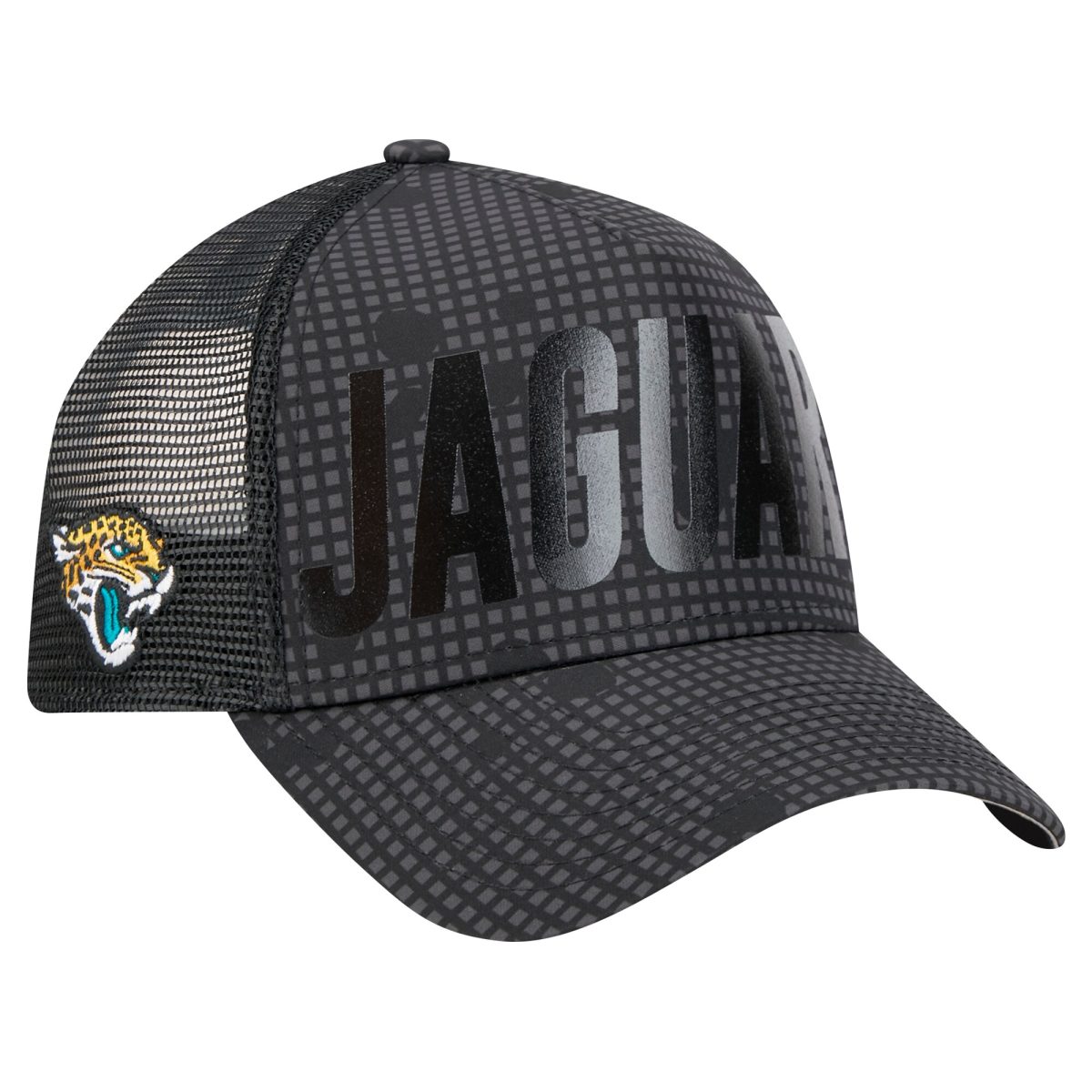 mens new era black jacksonville jaguars midnight ink tonal text a-frame trucker 9forty adjustable hat Collection – Jacksonville Jaguars Jerseys, Hats & Fan Gear | Jaguars Shop
