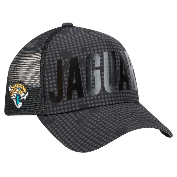 mens new era black jacksonville jaguars midnight ink tonal text a-frame trucker 9forty adjustable hat Collection – Jacksonville Jaguars Jerseys, Hats & Fan Gear | Jaguars Shop