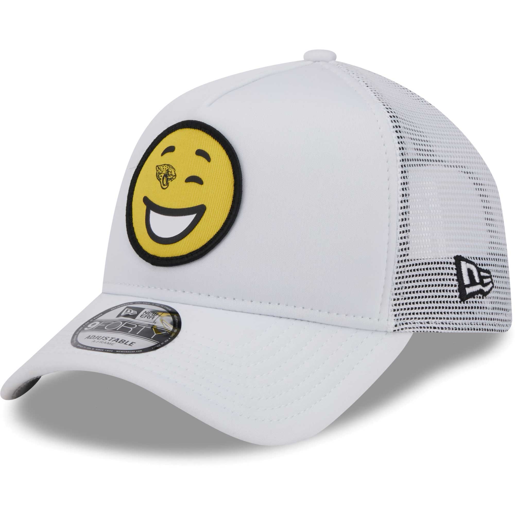 mens new era white jacksonville jaguars happy a-frame trucker 9forty snapback hat Collection – Jacksonville Jaguars Jerseys, Hats & Fan Gear | Jaguars Shop