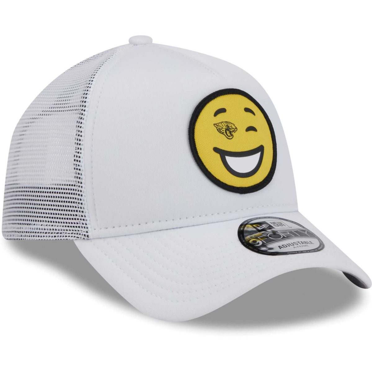 mens new era white jacksonville jaguars happy a-frame trucker 9forty snapback hat Collection – Jacksonville Jaguars Jerseys, Hats & Fan Gear | Jaguars Shop