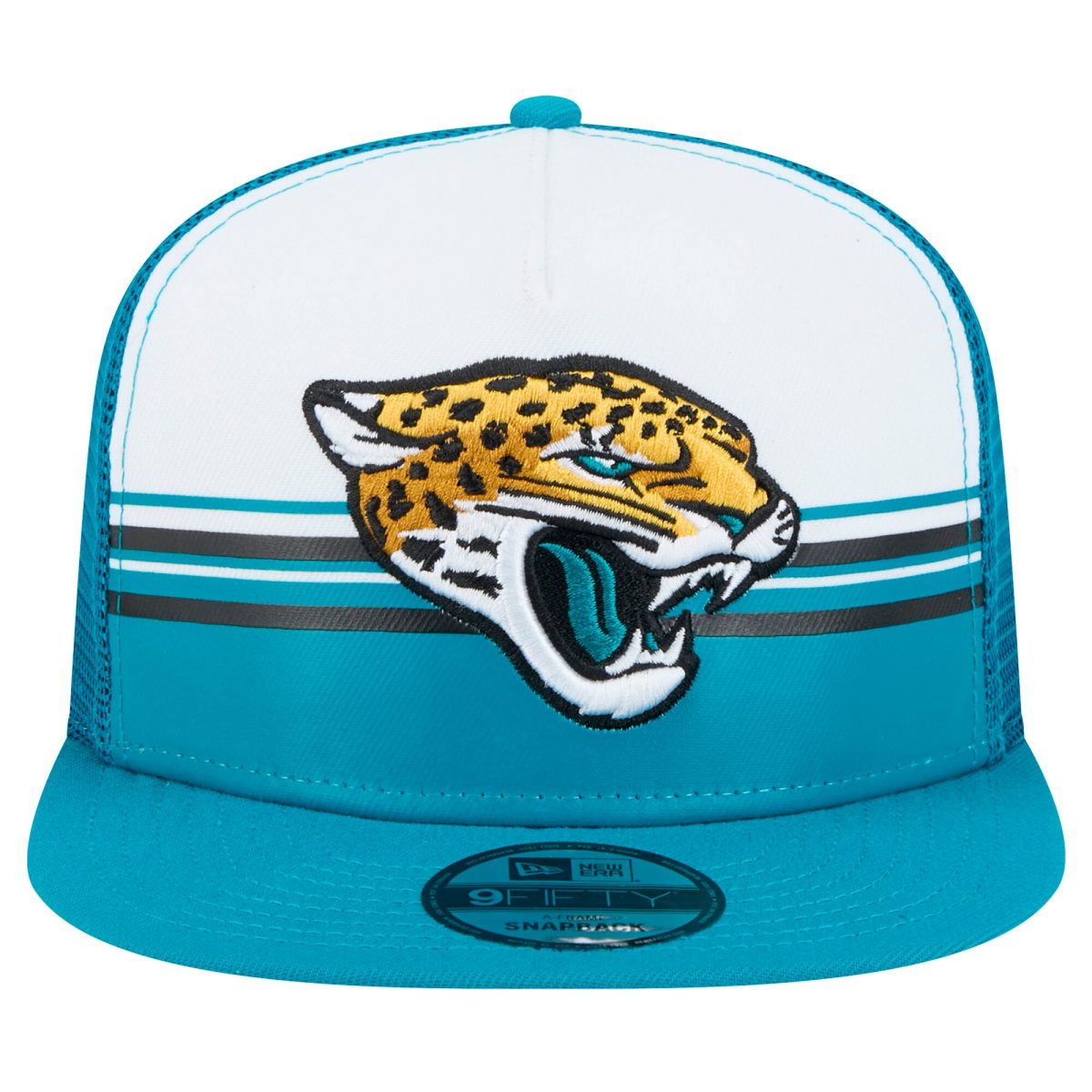 mens new era whiteteal jacksonville jaguars striped a-frame 9fifty trucker snapback hat Collection – Jacksonville Jaguars Jerseys, Hats & Fan Gear | Jaguars Shop