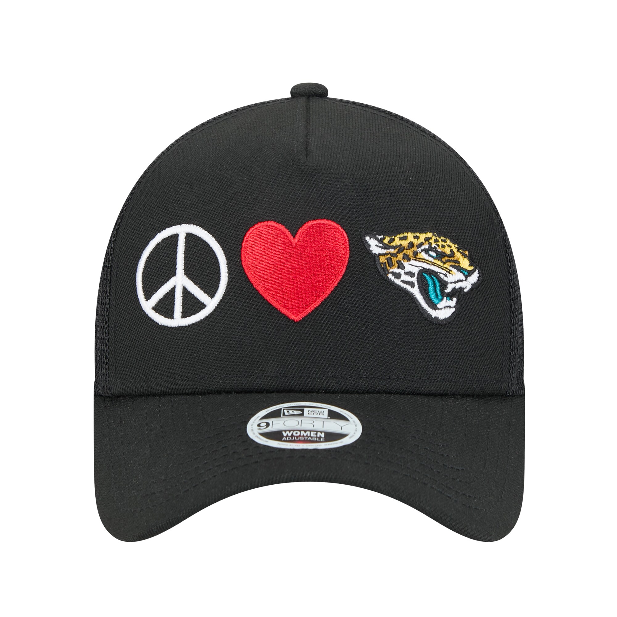 womens new era black jacksonville jaguars peace amp love trucker 9forty adjustable hat Collection – Jacksonville Jaguars Jerseys, Hats & Fan Gear | Jaguars Shop