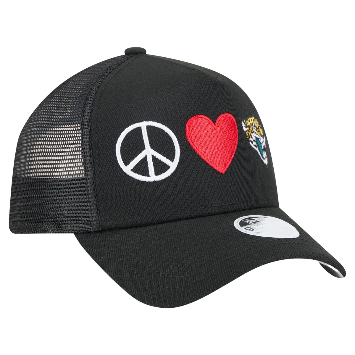 womens new era black jacksonville jaguars peace amp love trucker 9forty adjustable hat Collection – Jacksonville Jaguars Jerseys, Hats & Fan Gear | Jaguars Shop